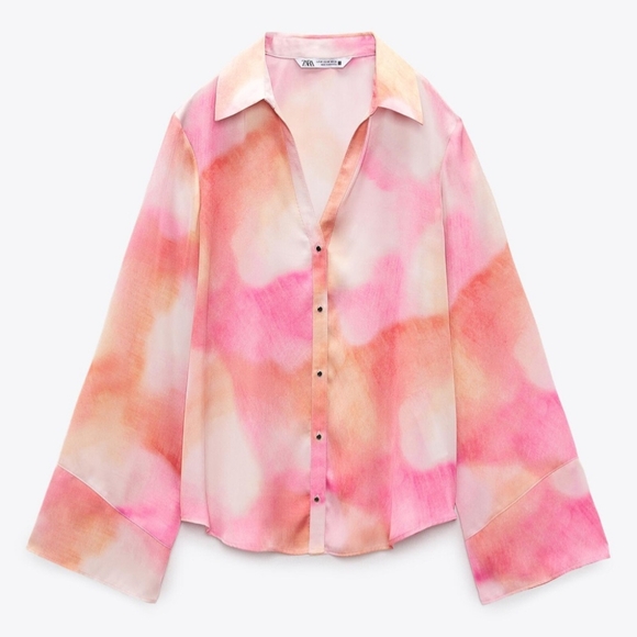 Zara Tie Die Print Blouse - Picture 3 of 6